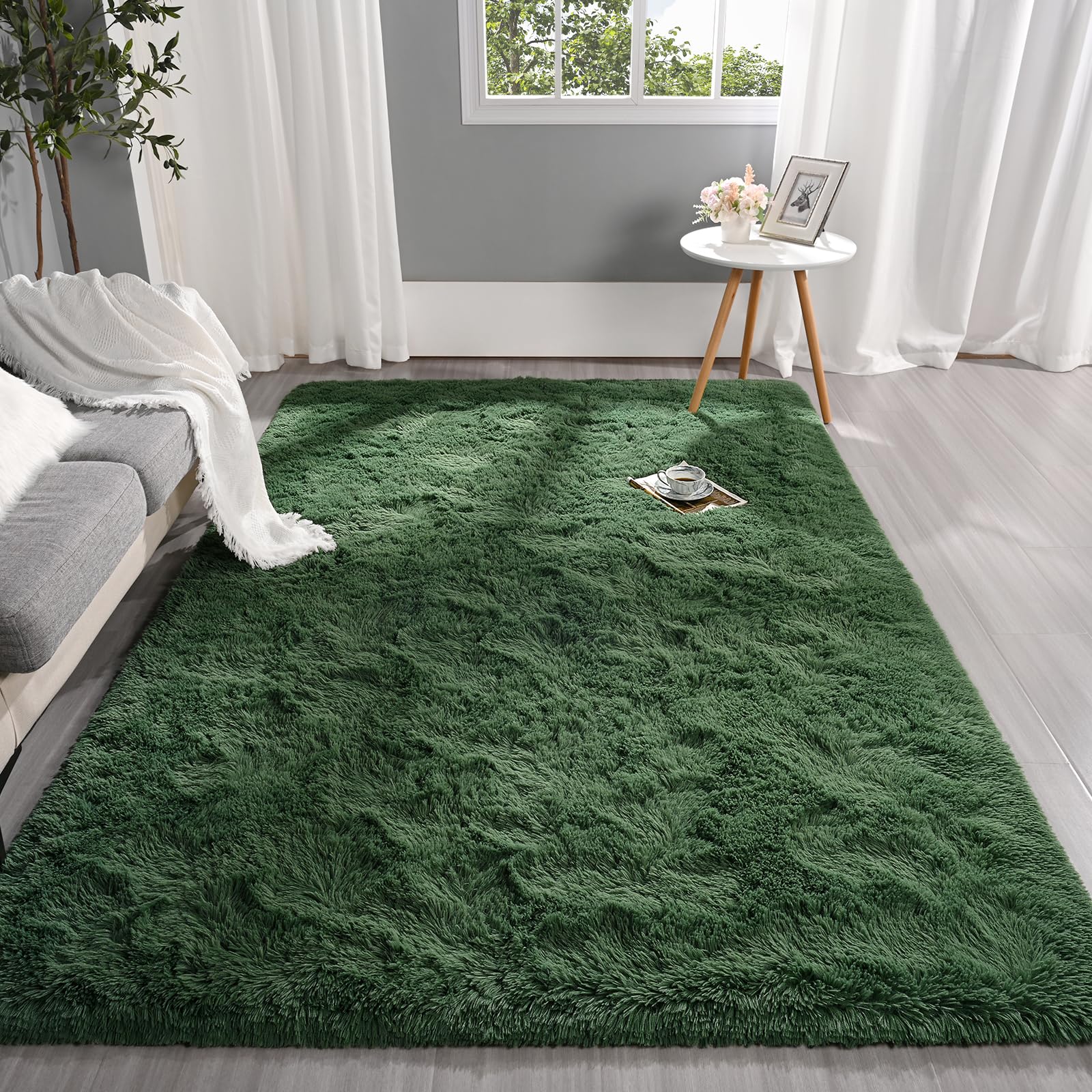 Amazon.com: Pettop Fluffy Deep Green Area Rug for Bedroom Living